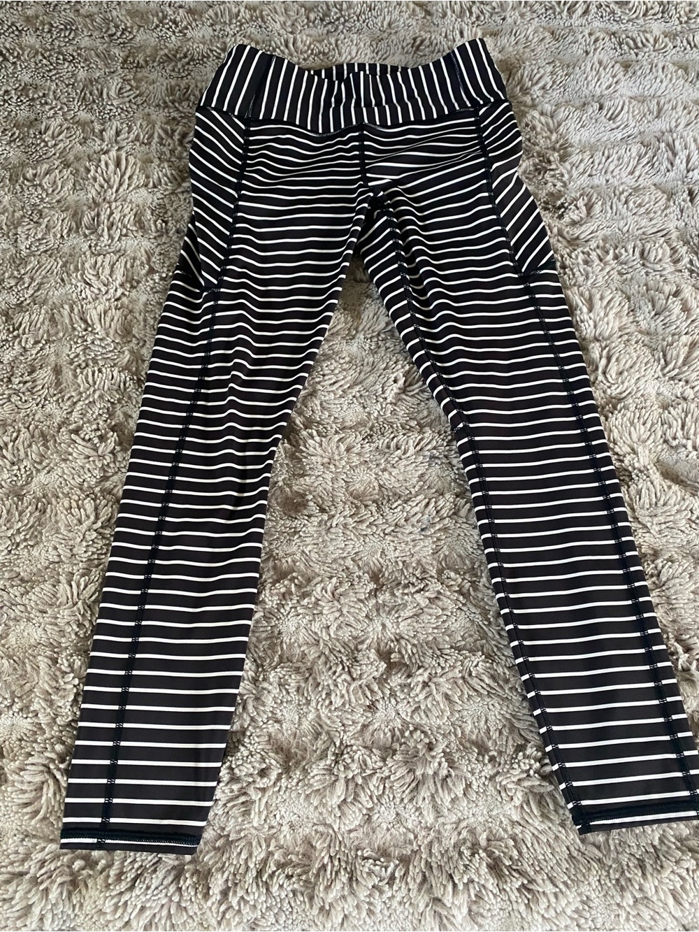 Athleta Black and White Striped Leggings